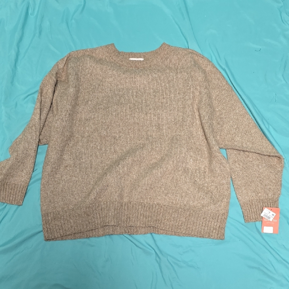 Elegant Beige Crew Neck Sweater